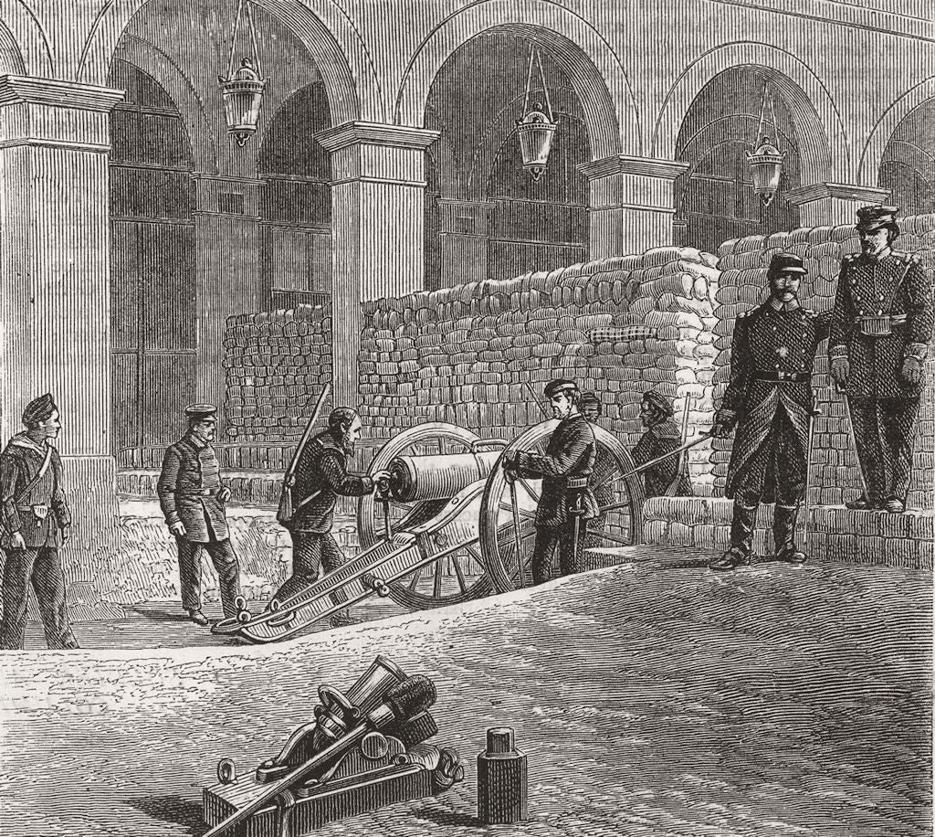 PARIS. Barricade of the Rue Castiglione, from the Place Vendome 1871 old print